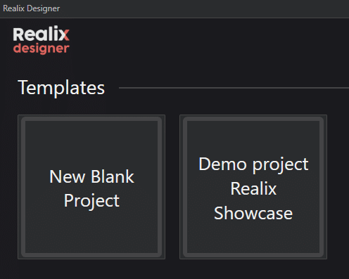 Realix Designer create project