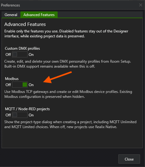 preferences - advanced features