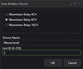 adding modbus device